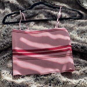 Lulu's Pink and Red Striped Crop Top